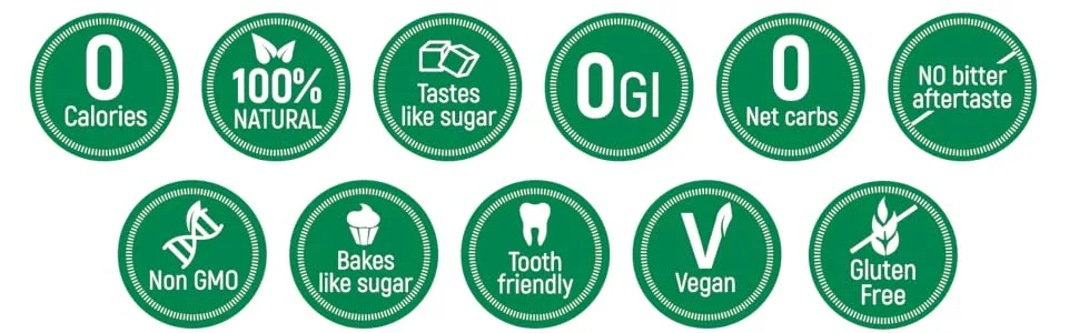 NKD Living Stevia & Erythritol (1:1) Same Sweetness as Sugar Natural Zero Calorie Sugar Replacement 750g - Stevia 1:1 points