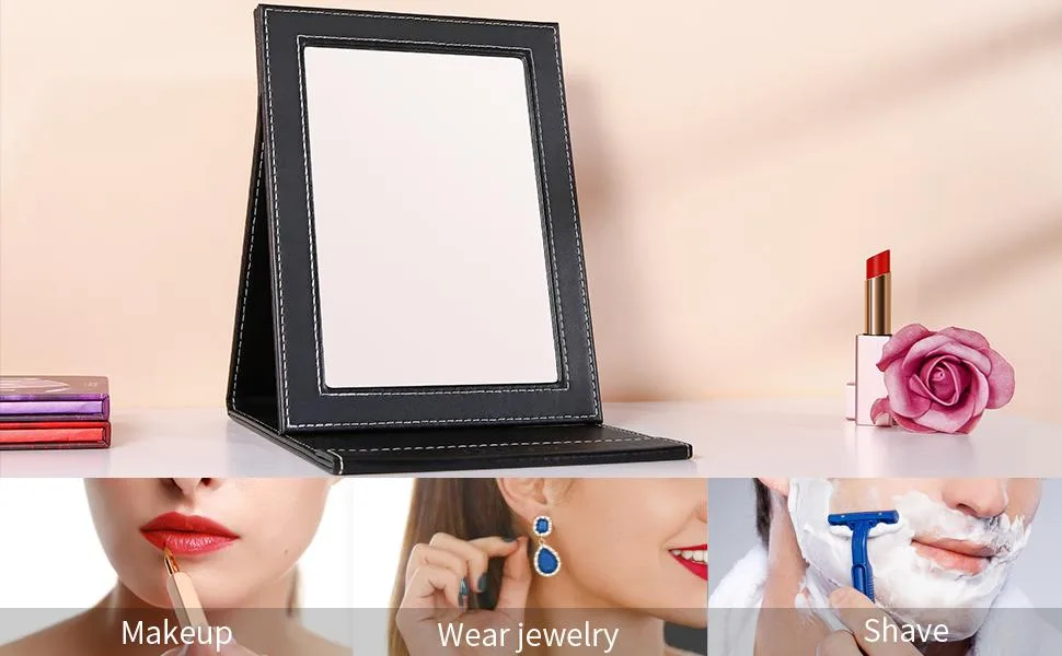 DUcare Portable Folding Vanity Makeup Mirror with Stand - Large Black - product information 22
