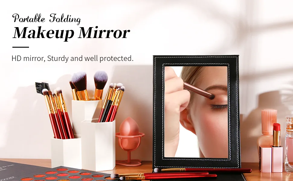 DUcare Portable Folding Vanity Makeup Mirror with Stand - Large Black - Mirror