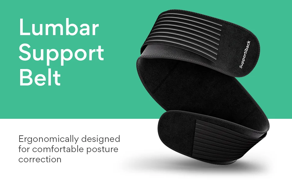 Lumbar Belt - Patented 3-Zone Structure for NATURAL POSTURE - 3X Less Inflammation - Sweat-Wicking & 2X MORE BREATHABLE - Bio-Based - Supportiback - Lumbar Belt - B071LQ6GMS