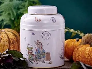 New English Teas Peter Rabbit Tea Caddy with 40 Earl Grey Teabags - Beatrix Potter Earl Grey 40 Count (Pack of 1) - vintage victorian pink