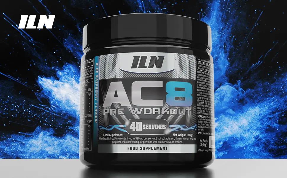 AC8 Pre Workout Powder Preworkout for Men and Women with Creatine and Caffeine Pre-Workout Supplements (Blue Raspberry) - pre-workout
