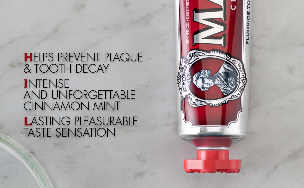 Marvis Cinnamon Mint Toothpaste 85 ml Sensational Flavoured Toothpaste Helps Remove Plaque & Promote Healthy Gums with Long-Lasting Freshness Cinnamint 85 ml (Pack of 1) - product information 19