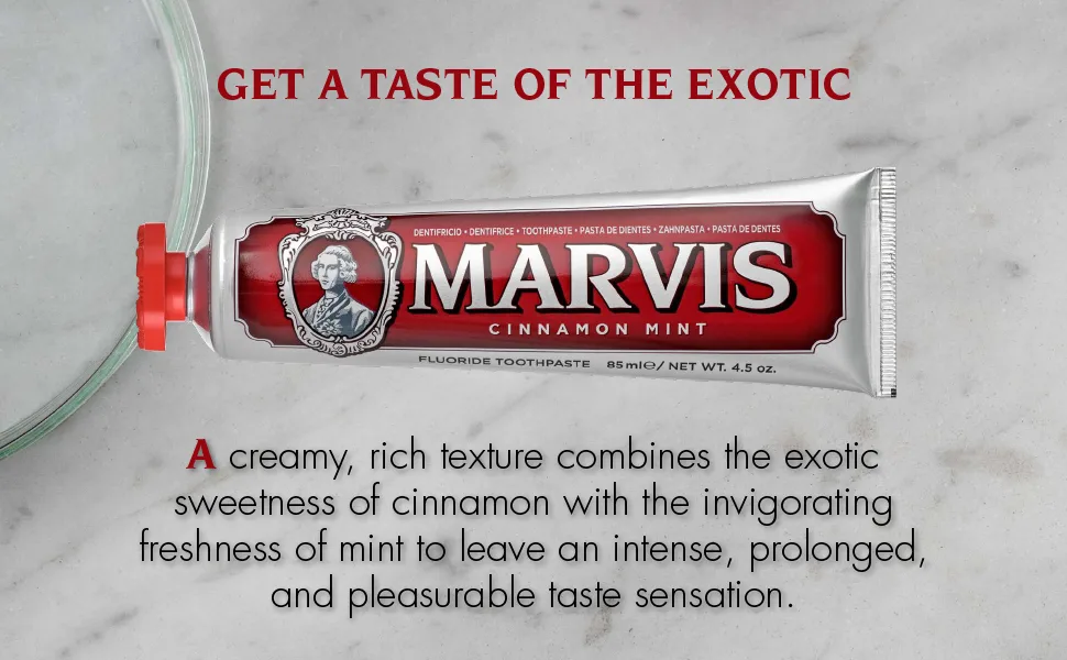 Marvis Cinnamon Mint Toothpaste 85 ml Sensational Flavoured Toothpaste Helps Remove Plaque & Promote Healthy Gums with Long-Lasting Freshness Cinnamint 85 ml (Pack of 1) - product information 20