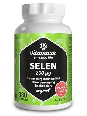 Selenium 200 mcg High Strength Mineral - 180 Vegan Tablets for 6 Months - Sodium Selenite for Better Absorption - Natural & Organic Without Additives German Quality - selenium
