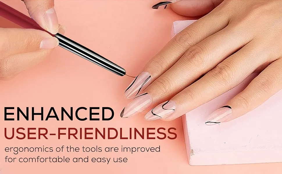 Glow 20 Piece Nail Art Brushes and Dotting Tools Kit Premium Quality - Perfect For Beginners & Professionals Practical Affordable Kit With Wooden Handle (Pink) - nail art brushes set kit dotting tools beginner professional beauty wooden handle spa events women