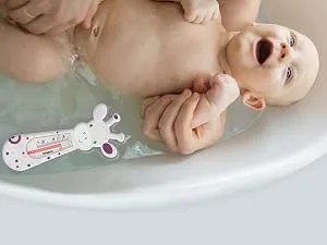 Baby Safe Floating Bath Thermometer GIRAFFE (Grey) - changing mat