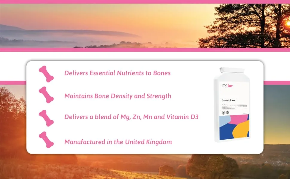 Osteotrition Bone Support Supplement 90 Capsules - Helps Maintain Bone Density and Connective Tissues Includes Calcium Magnesium Vitamin K2 Vitamin D3 and More - UK Made - Osteotrition capsules
