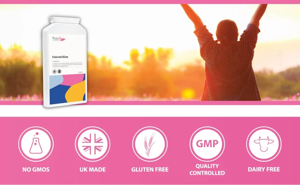 Osteotrition Bone Support Supplement 90 Capsules - Helps Maintain Bone Density and Connective Tissues Includes Calcium Magnesium Vitamin K2 Vitamin D3 and More - UK Made - osteotrition supplement