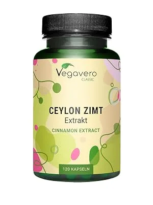 Ceylon Cinnamon 2000mg Vegavero | High Strength Extract (8:1) | NO Additives Lab-Tested | 4 Months Supply 120 Capsules | Vegan - cinnamon