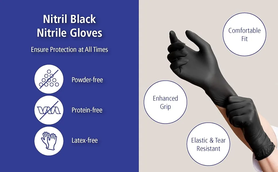 Meditrade 1284M Nitrile Examination Gloves Black Medium - Meditrade