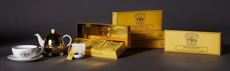 TWG Tea - Red Christmas Tea - Rooibos Tea - Hibiscus Orange & Apple - 15 Hand Sewn Cotton Tea Bags - Gift Set - cotton teabags