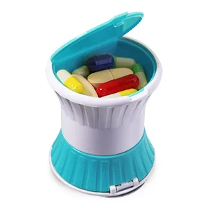 Opret Multifunction Pill Cutter 3 in 1 Pill Splitter/Crusher/Box for Small Pills Upgraded Design High Safety Blue - pill box