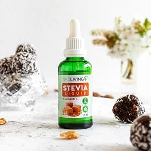 NKD Living Stevia Liquid Drops 50ml (New Label Design) - Natural Chocolate Stevia - with glass dropper - stevia caramel