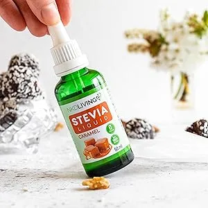 NKD Living Stevia Liquid Drops 50ml (New Label Design) - Caramel flavoured - with glass dropper - stevia caramel