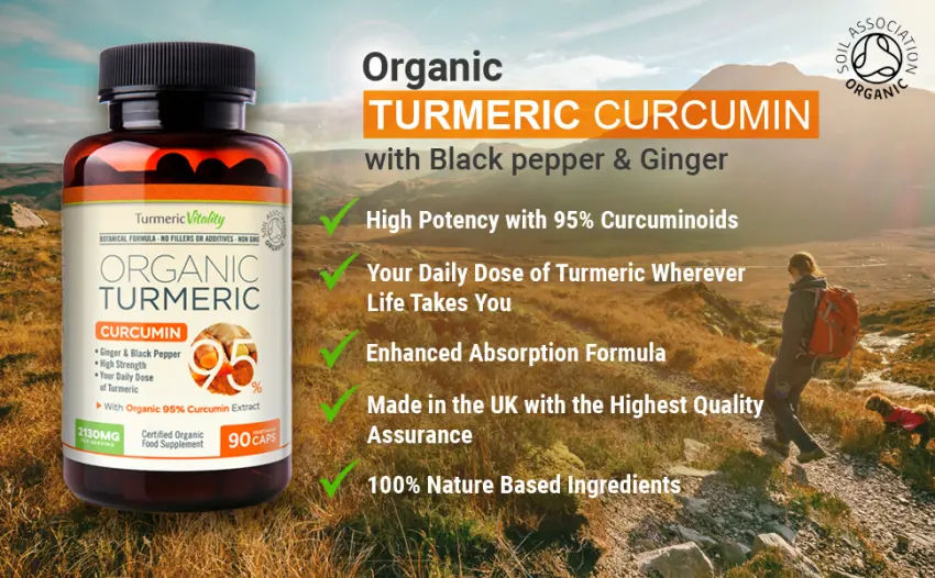 Organic Turmeric Curcumin Capsules Triple Strength with 95% Curcumin - Ginger & Black Pepper for Maximum Absorption High Strength Supplement 2130mg Serving - Curcumin