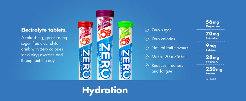 HIGH5 ZERO Caffeine Hit Electrolyte Hydration Tablets Added Vitamin C (Berry 20 Tablets) Berry 20 Count (Pack of 1) - ZERO Hydration Overview Desktop