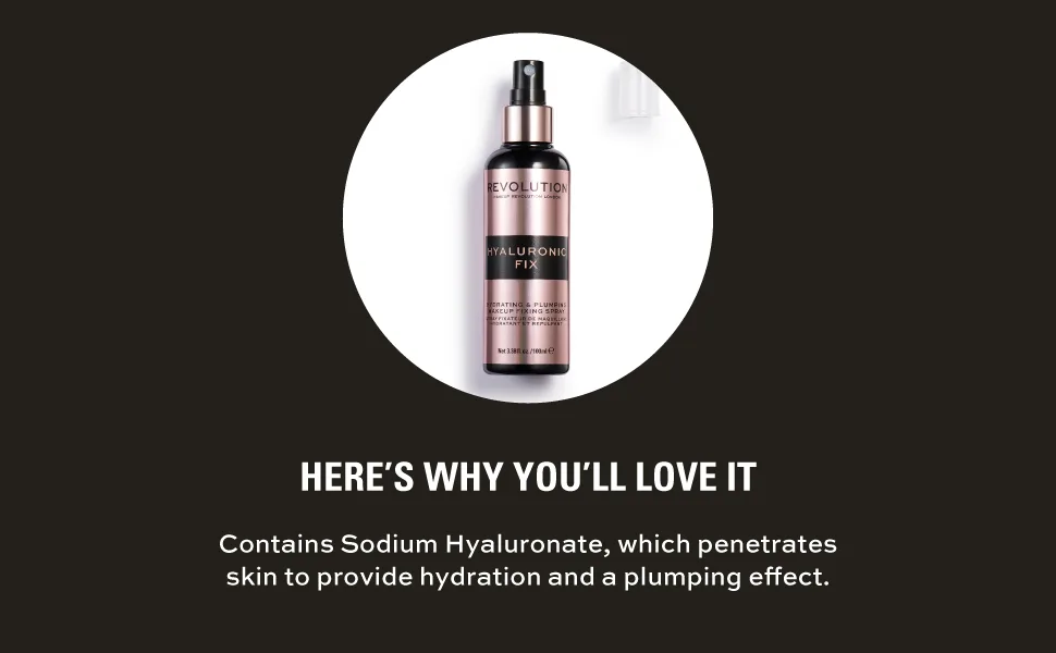 Makeup Revolution Hyaluronic Acid Fixing Spray Set Makeup All-Day Hydrated & Healthy Skin 100 ml 100 ml (Pack of 1) - Makeup Revolution, Hyaluronic Fixing Spray