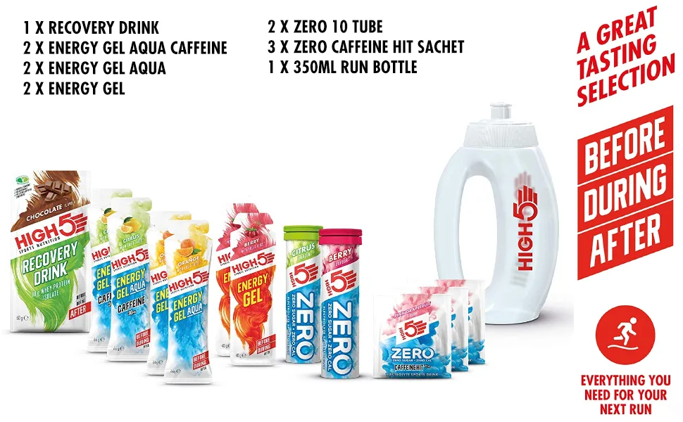 HIGH5 Run Pack Containing Running Energy Hydration & Recovery Products 13 Count (Pack of 1) - Energy pack;Nutrition pack;Cycle pack;Run Pack;starter energy pack