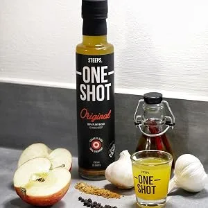 Steeps One Shot | 750ml | Original Flavour Organic Fire Cider | Apple Cider Vinegar with Turmeric & Ginger | 75 Health Drink Shots  - STEEPS