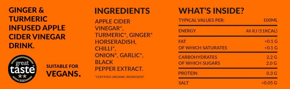 Steeps One Shot | 750ml | Original Flavour Organic Fire Cider | Apple Cider Vinegar with Turmeric & Ginger | 75 Health Drink Shots  - STEEPS