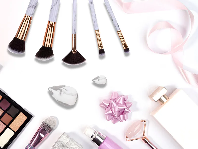 Makeup Brushes HEYMKGO Professional Marble Makeup Brush Set Soft and Odor-free Natural Synthetic Bristles 10PCS + 2 Sponge Puff + Marble Pattern Cosmetics Bag - HEYMKGO Makeup Brushes