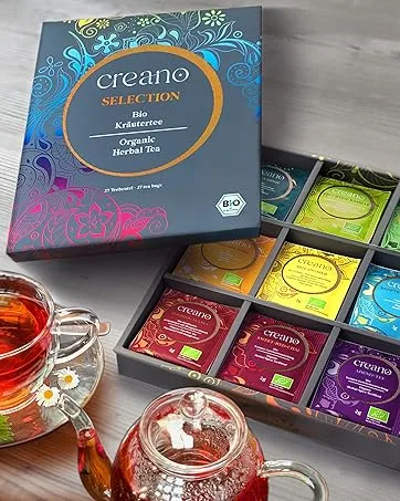 Creano Blooming Tea Sampler in a Classy Gift Box to Try - White Tea - Gift for Women Mom Tea Lovers - 6 Pieces (Pack of 1) - Bio Kräutertee Geschenkboxen