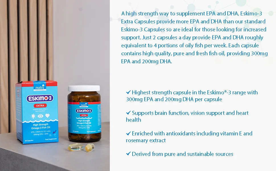 Eskimo-3 Extra High Strength Fish Oil - Nutri Advanced - 50 Capsules - Extra High Strength Fish Oil