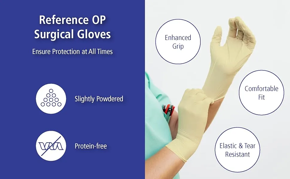 Reference OP Surgical Glove in Pure Latex Sterile Powdered Size 8.5 x50pairs - PPE CAT III