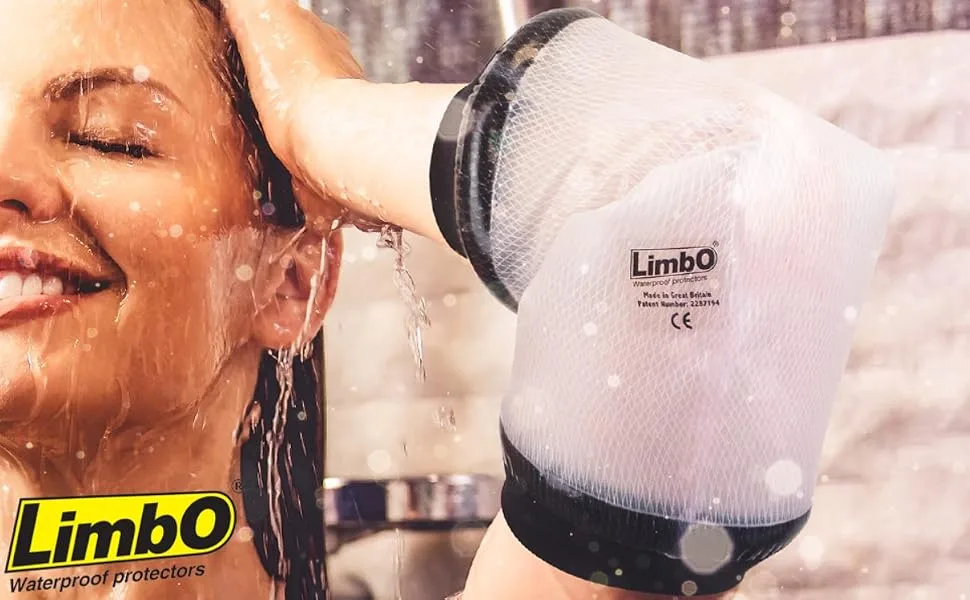 LimbO Waterproof Cast and Dressing Protector - PICC Line Cover M65 25 to 29 cm Upper Arm Circumference M65: 26-29 cm Upper Arm Circ. - Limbo PICC line hero image with logo