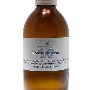 argentum plus - Colloidal Silver 10 ppm - 300 ml - Clear Liquid in Amber Glass Bottle - CS 10 300ml
