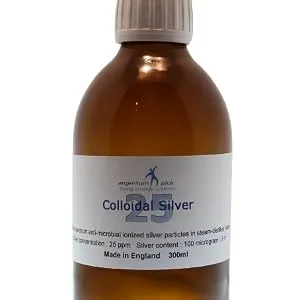argentum plus - Colloidal Silver 25 ppm - 300 ml - in Amber Glass Bottle with 15 ml Dosage Cup - CS25 300 ml