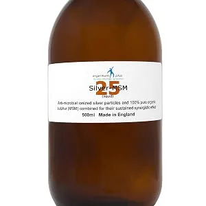 Silver-MSM 25 Liquid - 200 ml in Amber Glass Bottle - Silver-MSM 25 Liquid 500ml