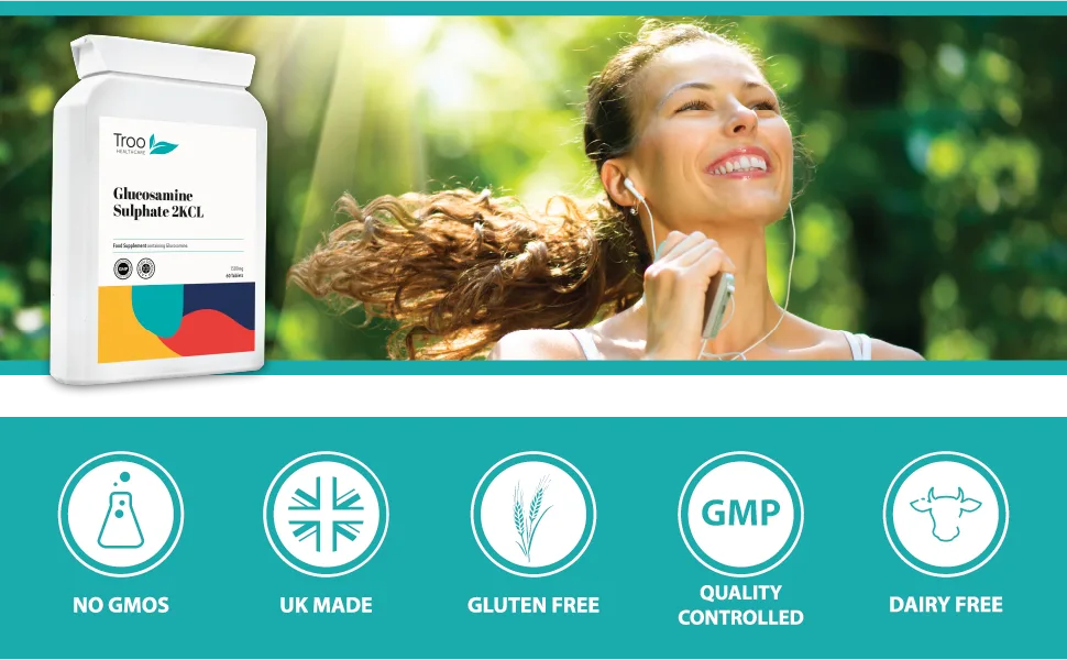 Glucosamine Sulphate 2KCL 1500mg 60 Tablets | 888mg Base Glucosamine per Tablet | UK Manufactured - Glucosamine Sulphate