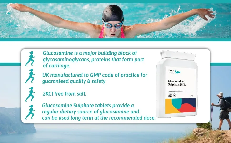 Glucosamine Sulphate 2KCL 1500mg 60 Tablets | 888mg Base Glucosamine per Tablet | UK Manufactured - Glucosamine Sulphate