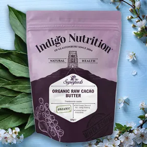 Indigo Herbs Organic Cacao Butter 500g - cake dessert chocolate plant based natural cold pressed fair trade easy cook home made cacao butter