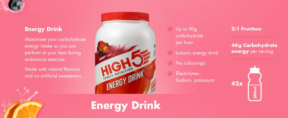 HIGH5 Energy Hydration Drink With Caffeine Refreshing Mix of Carbohydrates and Electrolytes (Citrus 2.2kg) Citrus Caffeine 2.2 kg - Energy Drink Detail Desktop