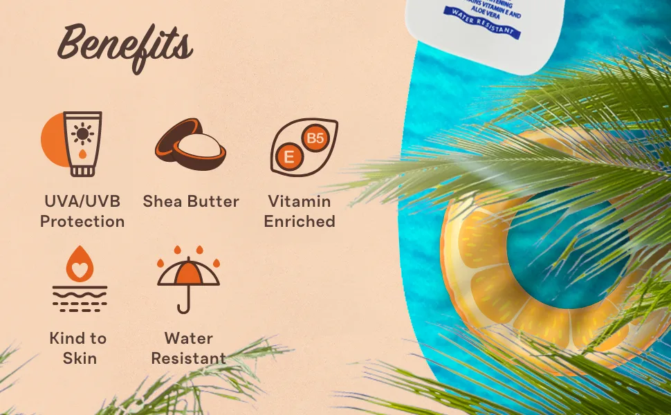 Malibu Sun SPF 15 Lotion Medium Protection Sun Cream Water Resistant Vitamin Enriched 100ml SPF 15 100 ml (Pack of 1) - benefits banner