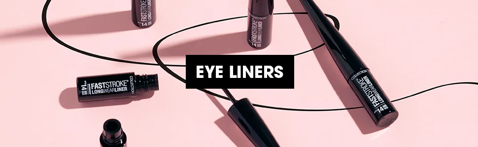 Collection Cosmetics Fast Stroke Eyeliner Quick Drying Formula 4ml Waterproof Black Black - W/P - Collection Eye Liners Pink Background Banner