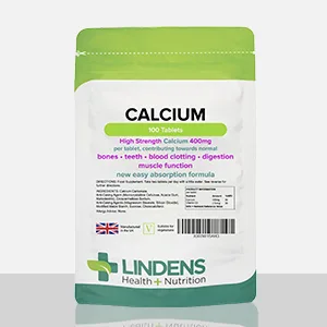 Lindens Calcium 400mg Tablets with Vitamin D3-100 Tablets - Contributes to Normal Muscle Function Bones Teeth and Digestion - 50 Days - UK Manufacturer Letterbox Friendly - Lindens potassium tablets