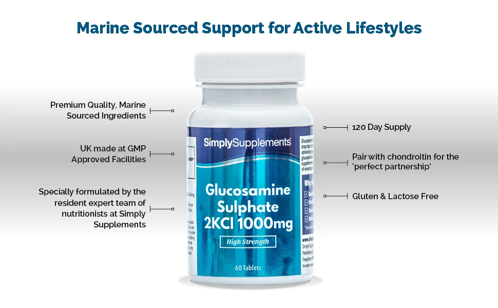 Glucosamine Sulphate 2KCl 1000mg | 120 Tablets | Manufactured in The UK 120 Count (Pack of 1) - AEBC-S129-2