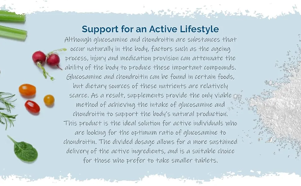 Glucosamine 500mg & Chondroitin 400mg | Support for an Active Lifestyle | 2X 180 Capsules | Manufactured in The UK - S4843