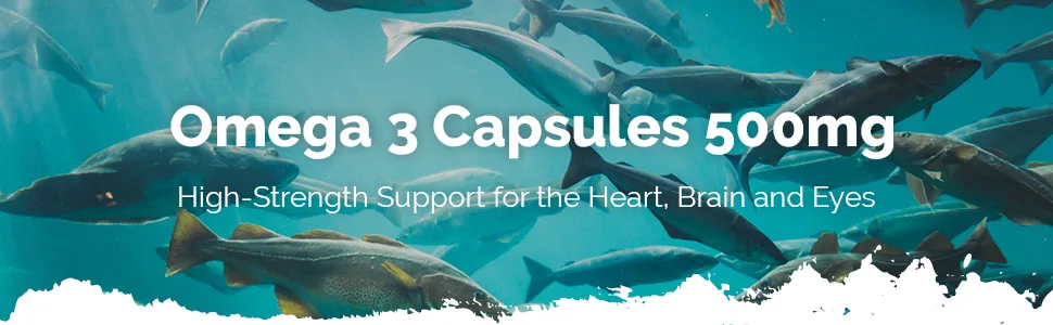 Omega 3 500 milligrams | Providing EPA & DHA | 2 x 180 Capsules | Manufactured in The UK - S1551