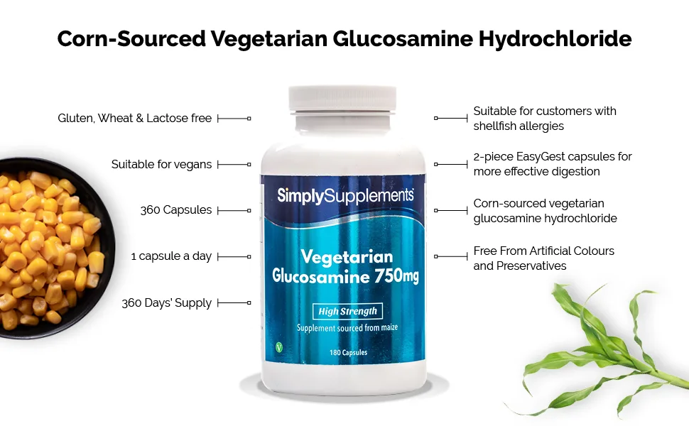 Vegetarian Glucosamine 900mg | 360 Capsules | Manufactured in The UK - S3672