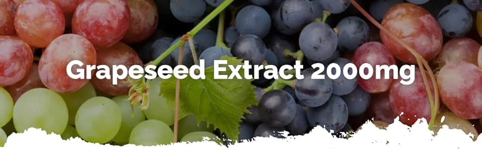 Grapeseed Extract 2000mg | 360 High Strength Grapeseed Tablets with Added Vitamin C | Vegan & Vegetarian Friendly | Manufactured in The UK - E3711
