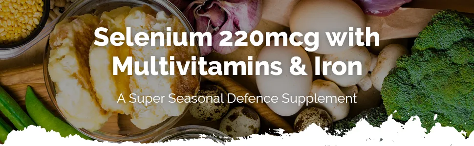 Selenium 220mcg with Multivitamins & Iron | 100% NRV | 360 Tablets | Vegetarian Friendly | for a Healthy Immune System | Manufactured in The UK - E2071