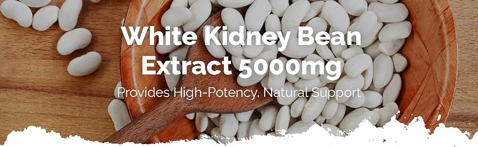 White Kidney Bean Extract Capsules 5000mg |120 Capsules | Manufactured in The UK - E6371