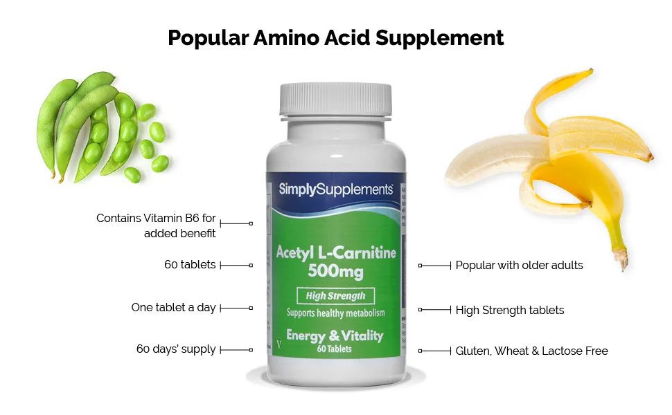 Acetyl L Carnitine Tablets 500mg | Vegan & Vegetarian Friendly | 60 Capsules | Manufactured in The UK - E6162