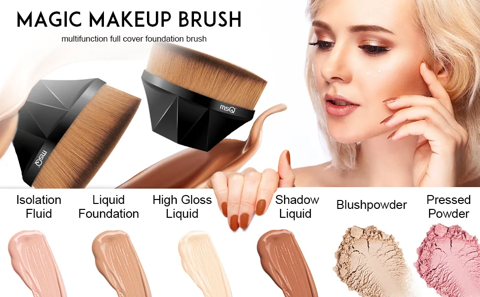 MSQ Foundation Brush Liquid Brush Make up Brush with Synthetic Dense Bristles for Blending Liquid Cream Concealer Premium Easy to Carry Black1 - product information 10