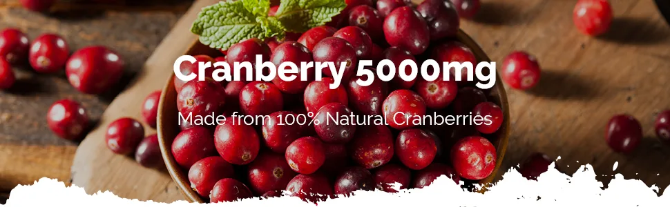 Cranberry Tablets 5000mg with Vitamin C for Immune Support - 120 Tablets - Herbal Supplement - 1 Pot - E5571
